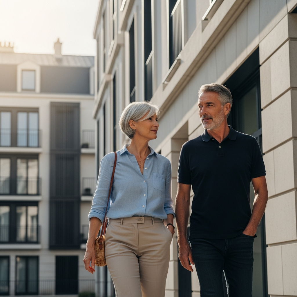 Couple français consultant le programme
